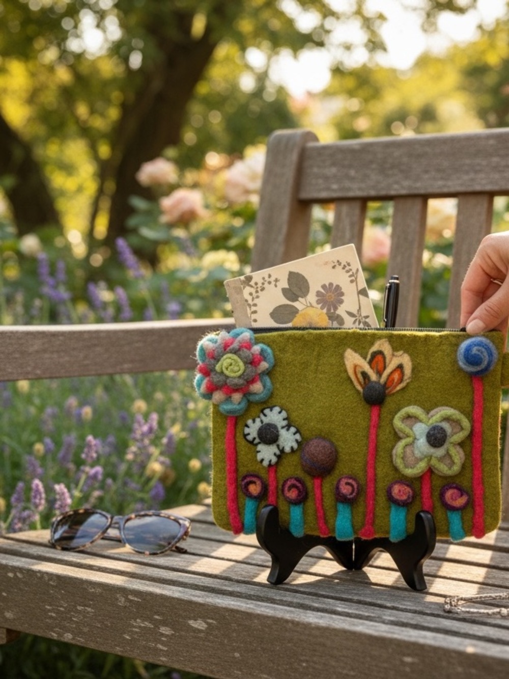 Felt Flower Cosmetics Bag